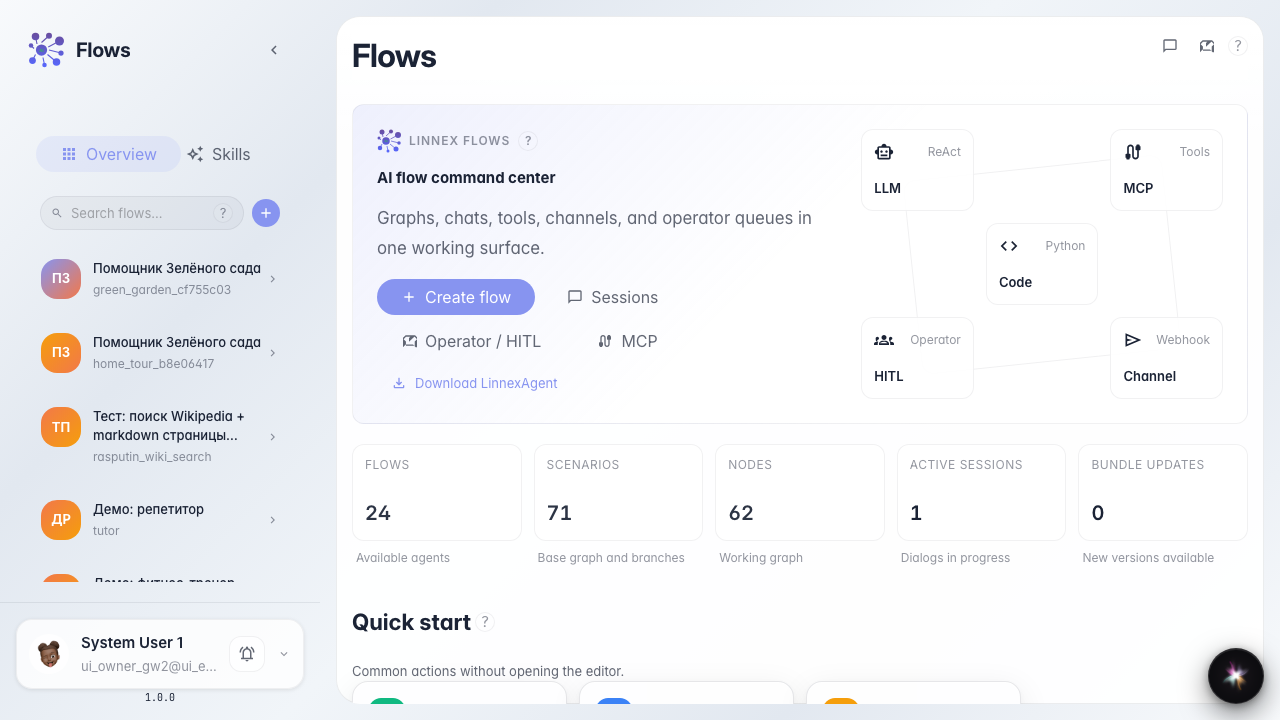 Open the Flows home page