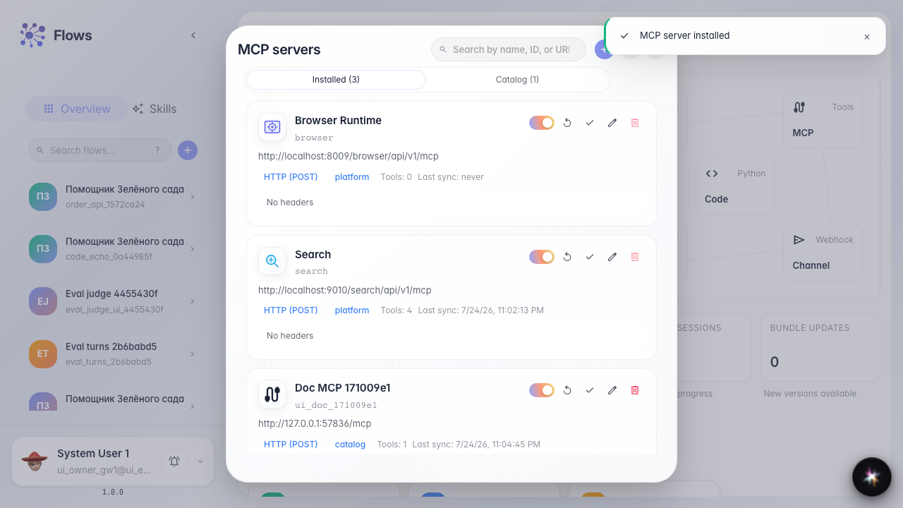 Install an MCP server from the catalog