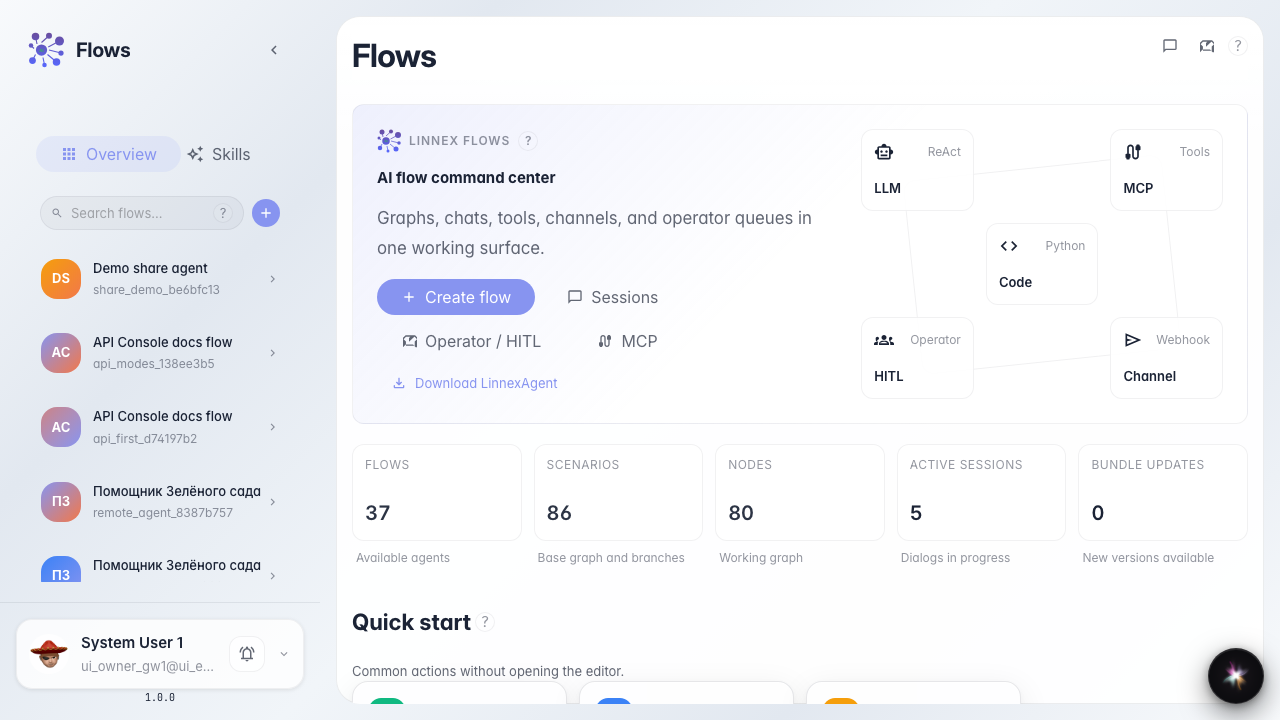 Open the Flows home page