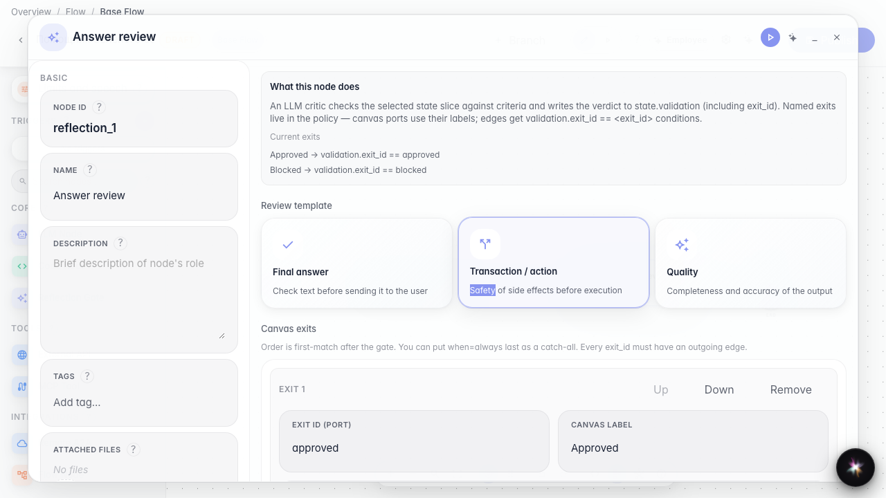 Walk through the review policy fields