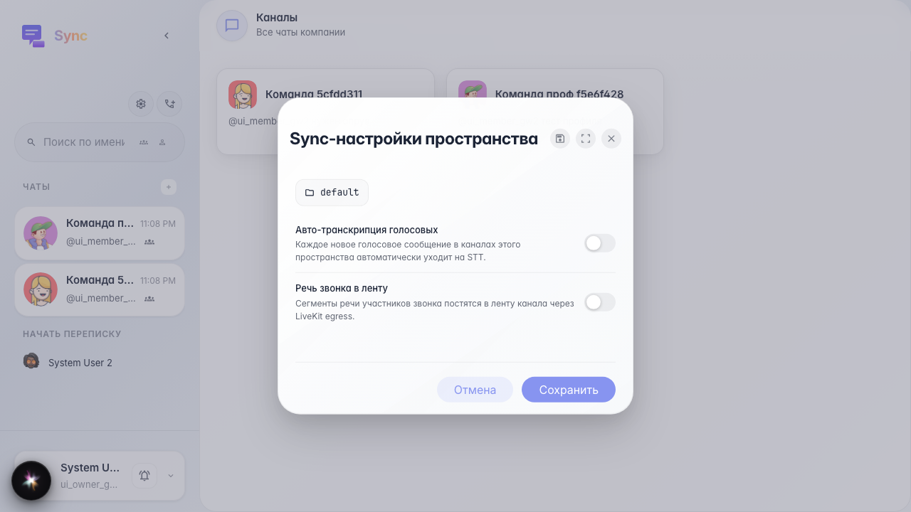Company Sync defaults opened