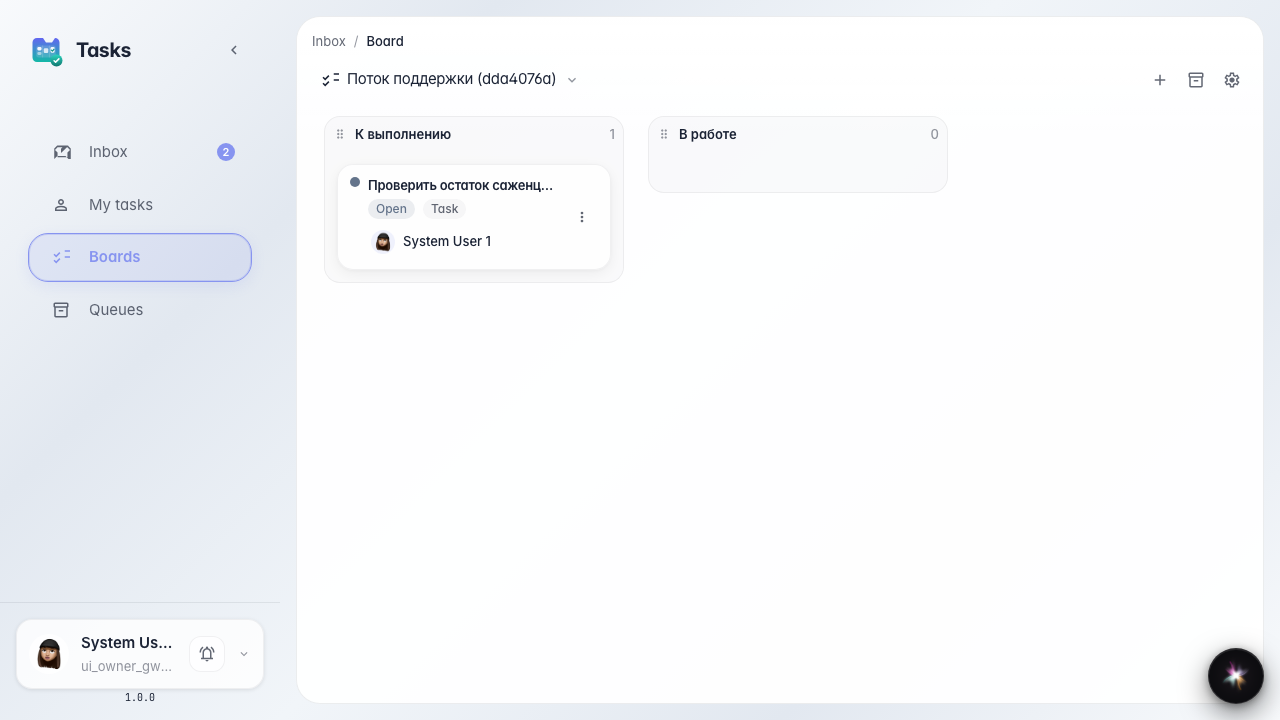 Open the tasks kanban board