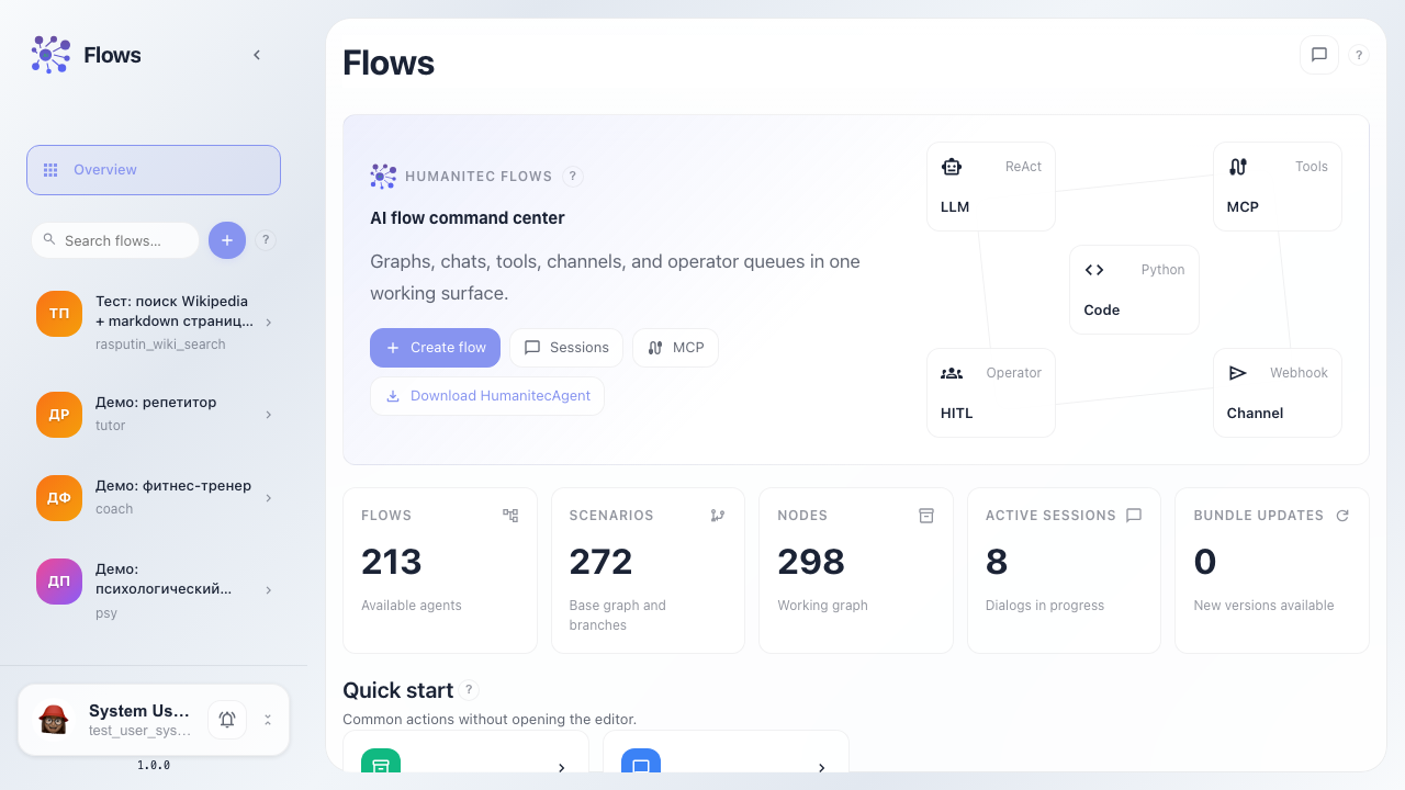 Ссылка на download page видна на flows home